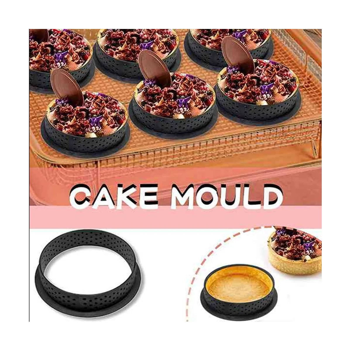 قالب الكعكة المستديرة للموس ، أداة الخبز الحلوى ، حلقة تزيين الكعكة ، أجزاء بلاستيكية مثقبة قابلة لإعادة الاستخدام ، 20 قطعة