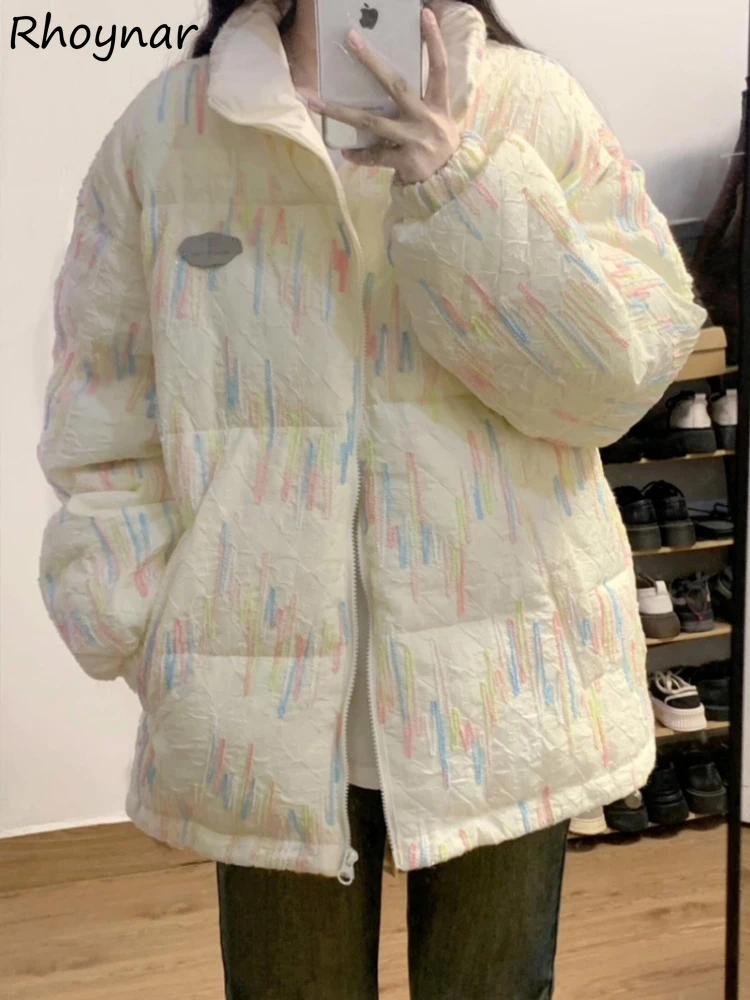 

Парки женские зимние полосатые эстетические пальто утепленные бархатные теплые универсальные повседневные мешковатые отложной воротник модная мода