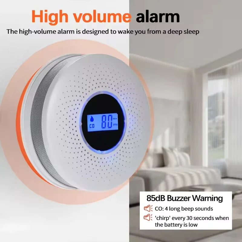 Hot Sell Smart 2 in 1 LED High Sensitive Digital Gas Smoke Alarm Co Carbon Monoxide Detector Voice Warn Home Security Protection