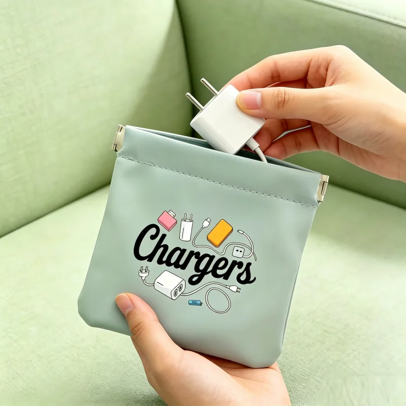 Portable Charger Bag for Purse Women Men Mother Father Travel Charger Storage Bag for Kids Daughter Son Small Chargers Makeup Bags for Kids Sister Brother Charging Cable Organizer Pouch for Travel