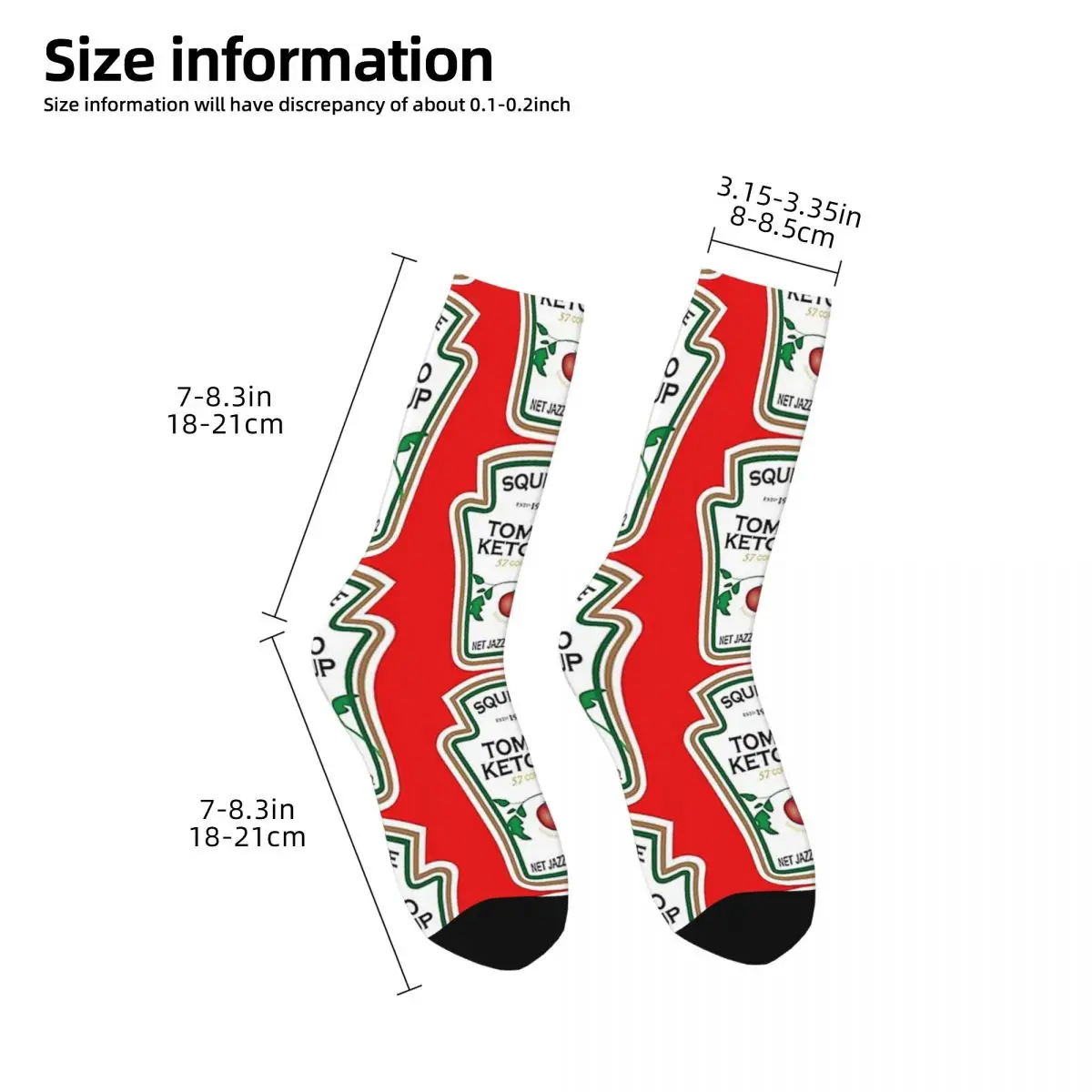 Funny Ketchup Label Socks Harajuku Sweat Absorbing Stockings All Season Long Socks Accessories for Unisex Gifts