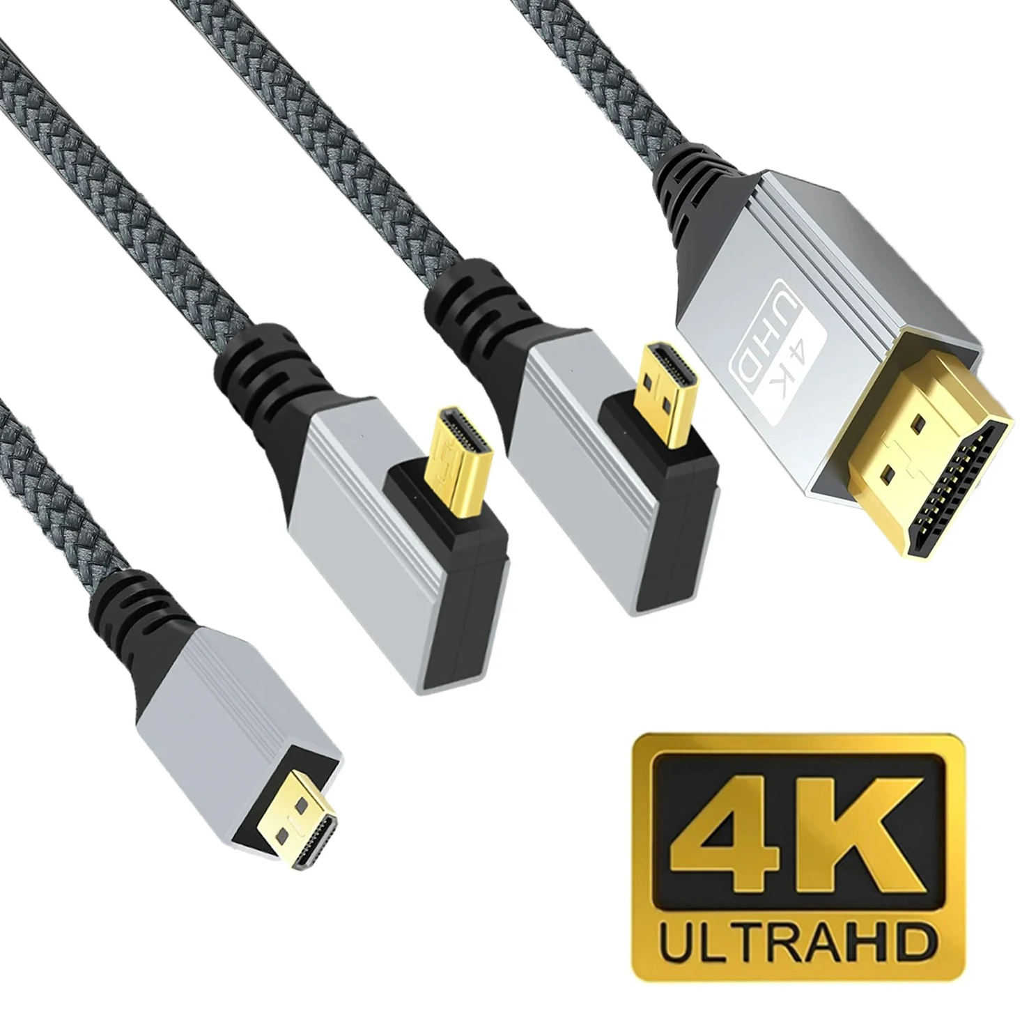 

Micro HDMI-compatible 4K UHD Short Braided Cable Converter Bidirectional Transmission Cord for Monitor HDTV Camera GoPro Hero6