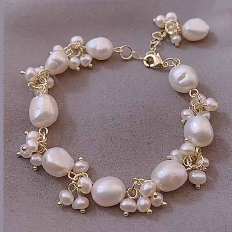 Best Sell 100% Natural Baroque Freshwater Pearl 14K Gold Filled Female Charm Bracelet Hand Jewellery Accessories