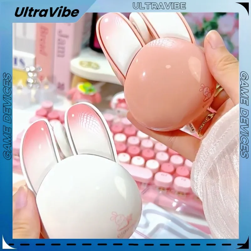 

Милая зеркальная мышь с кроликом M6dm, двойной режим, беспроводная Bluetooth, розовая мышь с заячьими ушками, офисная универсальная бесшумная женская мышь для планшета, ноутбука