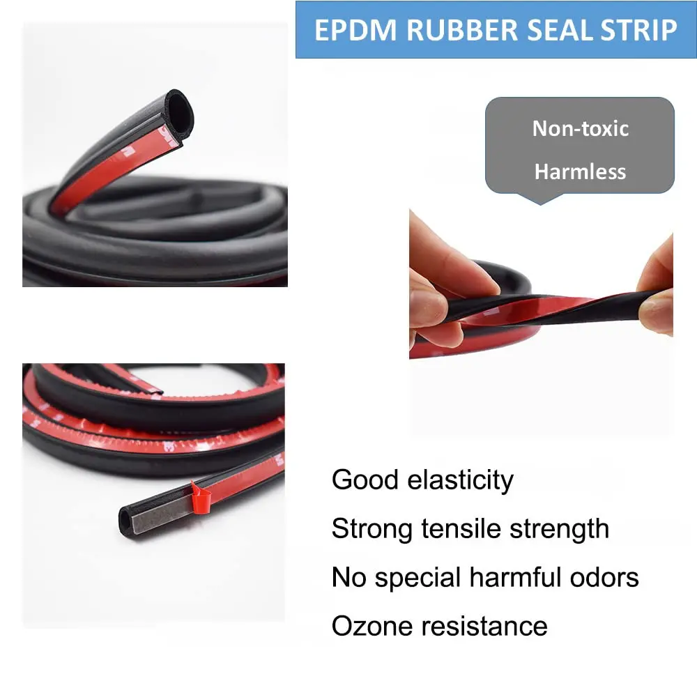 Universal Auto Door Seal Strip D-Shape Self-Adhesive Weather Stripping Car Truck Door Window Soundproof Noise Insulation Sealing