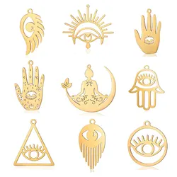 10pcs/lot Stainless Steel Round Eye DIY Jewelry Charm Wholesale Hand Yoga Necklace Earring Making Pendant Never Fade Top Quality