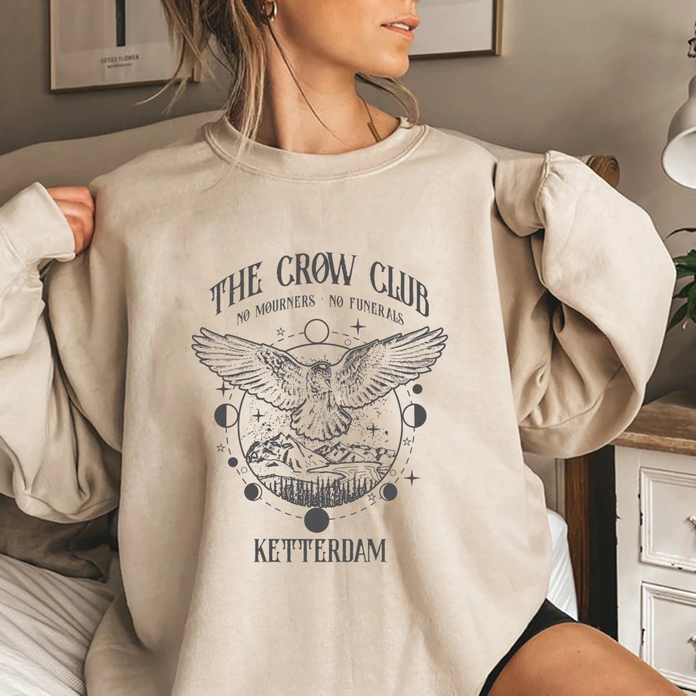 Retro Six of Crows Crewneck Sweatshirt No Mourners Merch Ketterdam Crow Club Shirts Gothic Tee Aesthetic Clothes Book Lover Gift