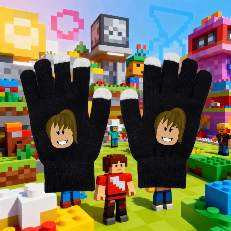 Nuevos guantes de punto ROBLOX Game con pantalla táctil, guantes cálidos de otoño e invierno con diseño de moda para todos los dedos, guantes Unisex, regalos