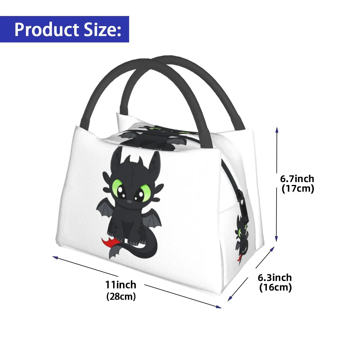 Baby Dragon Borse per il pranzo per bambini Bento Box isolato Borsa per il pranzo portatile Borse da picnic Borsa termica più fresca per donna Ragazza Scuola