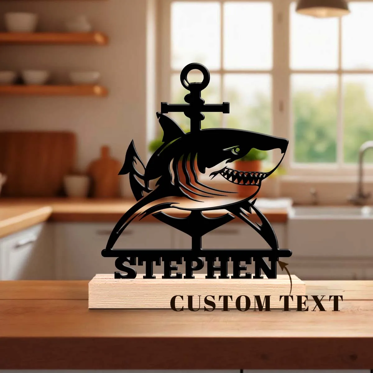 1pc Personalized Desktop Metal Ornaments Custom Name With Wooden Base Office Decoration,Christmas and Housewarming Gifts