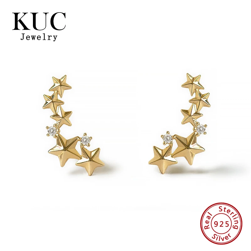 Unique Star Zircon 925 Sterling Silver Korean Minimalist Stud Earring Fashion Fine Jewelry for Girls Earrings
