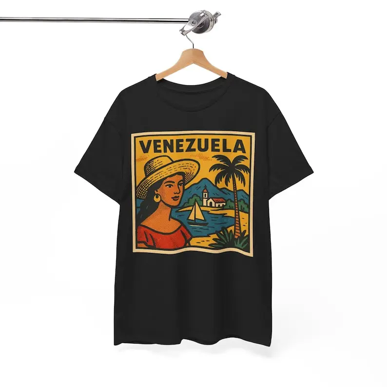 Venezuela Retro Comic Graphic Cotton Tee Caracas Skyline South America Pride Patriotic Vintage Soft Style Unisex Shirt 2025