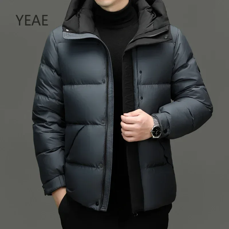 YEAE-Doudoune Courte à Capuche pour Homme, Rembourrage en Duvet de Canard, Vêtements de Styliste, Vestes Rembourrées Légères, Combinaison pour Homme, Sac Décontracté