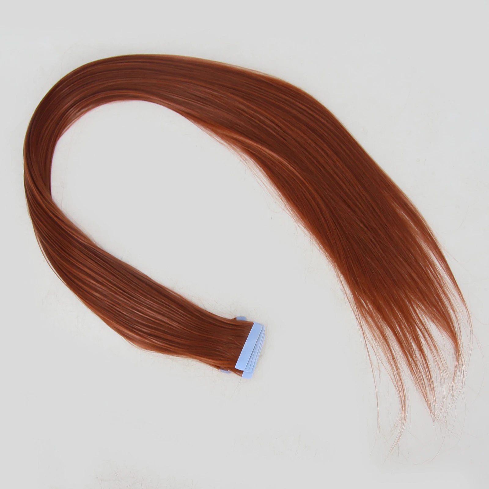 Thiswig Ginger Tape in Hair Extensions Straight Hair 40pcs Copper Brown Synthetic Hair Extensions 24Inch Tape in Hair Extensions