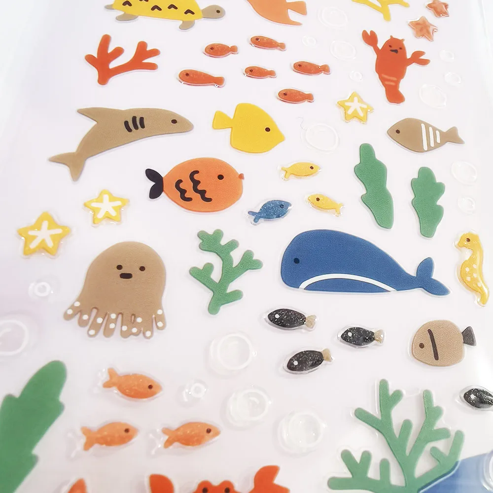 Coreano Import Original BONITO Under The Sea Crystal Drop 3D adesivi in PVC Scrapbooking Diy Journal Diary Sticker Cute Decor Gift