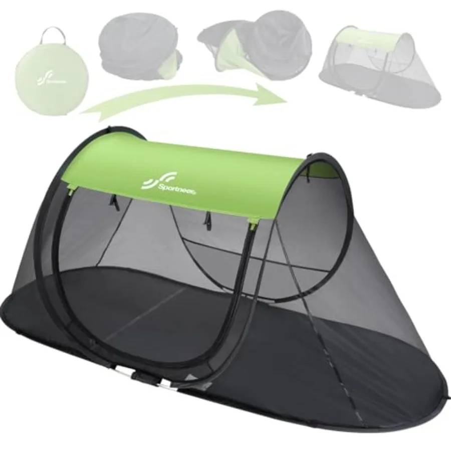

Pop-Up Mosquito Net Tent Instant Setup Camping Shelter for Cot or Ground Breathable Mesh Bug Screen Lightweight Portable Bed Ca