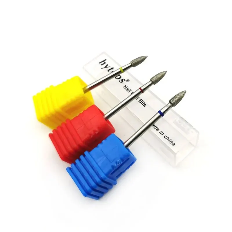HYTOOS Cone Diamond Burr Nail Drill Bits Rotary Russian Cuticle Bit Electric Manicure Drill Tool Nails Accessories