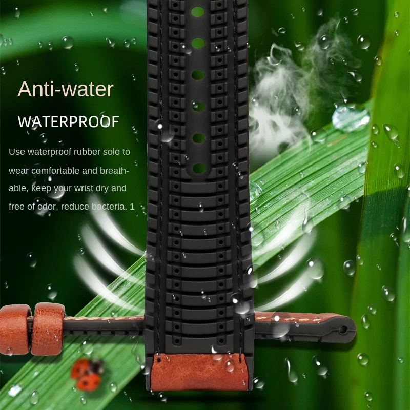 سوار ساعة من الجلد الطبيعي للرجال ، مطاط ناعم مقاوم للماء ، جلد إيطالي ، أوميجا هاميلتون ، تيسو ، تاغ هوير ، 19 ، 20 ، 21 ، 22 ، 23