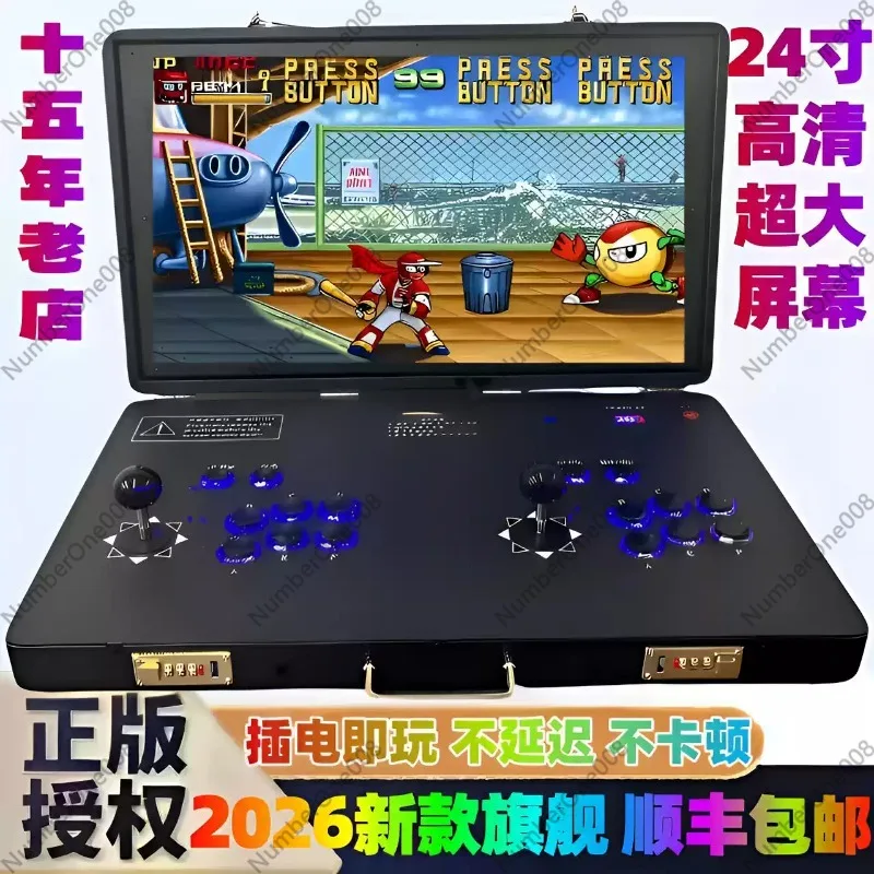 Portable Flip Folding Joystick Arcade Game Console with 14 Inch Screen and 21 Inch Pandora 3D WIFI Game Download