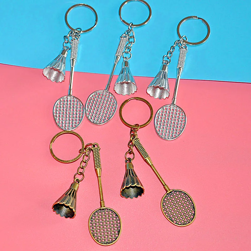 Badminton key chain pendant Badminton racket pendant Sports club activities gift keyring.