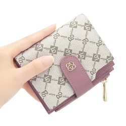 Women's casual short wallet, fashionable printed card holder, multi-functional personalized card bag
