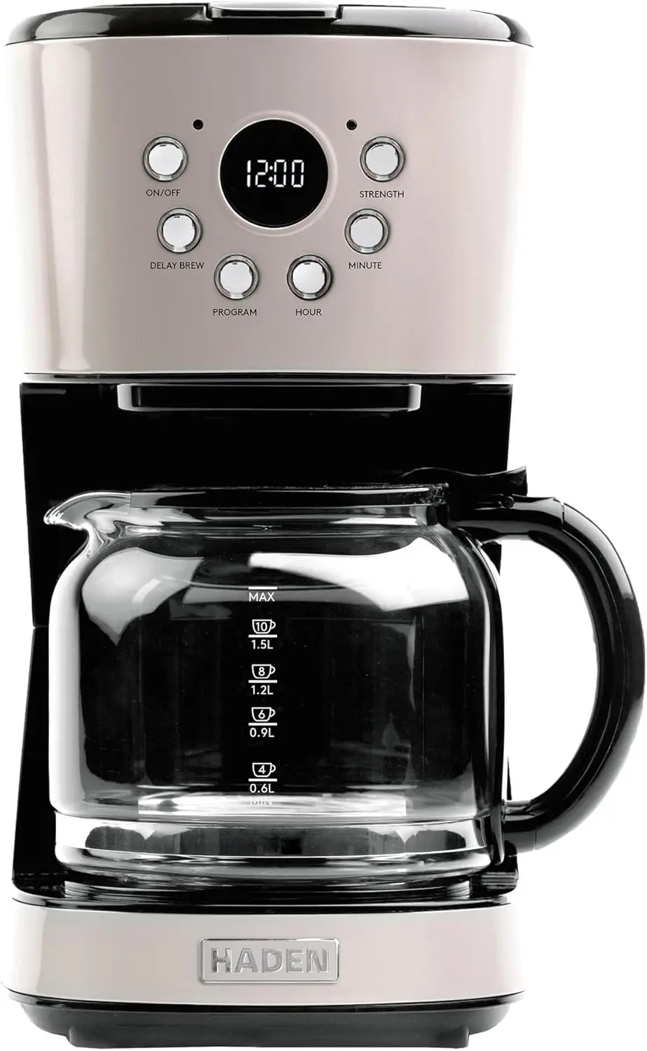 12-Cup Programmable Coffee Maker with Brew Strength, Delay Brew, Auto Shut-Off and Washable Filter for Home or Office