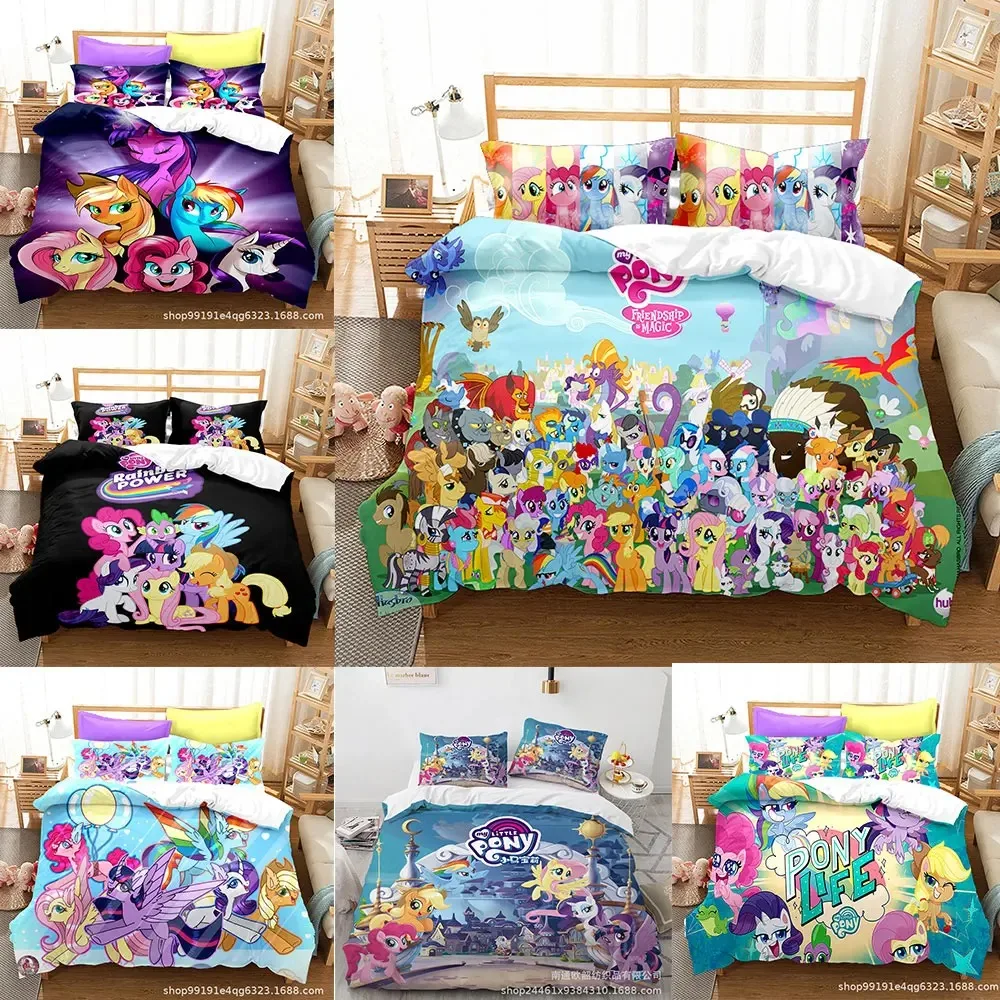 

My Little Pony Bedding Sets Comforter Quilt Bed Cover Duvet Cover Pillow Case 2-3 Pieces Sets Kids Adult Size Cute Print Decor