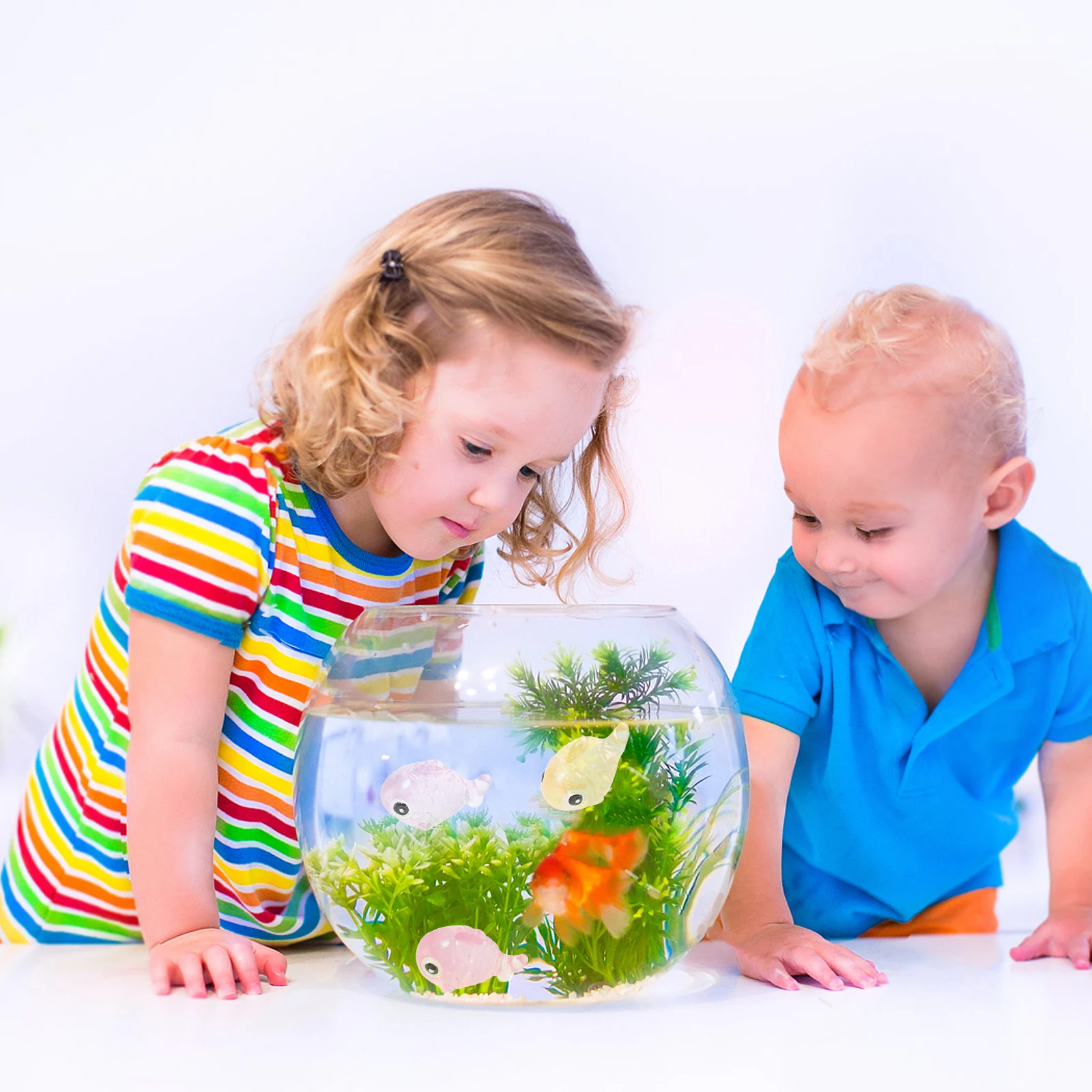 

12Pcs Bright Color Glowing Fish Ornament Resin Mini Fish Decor for Aquarium Terrarium Night Light Landscape Gift