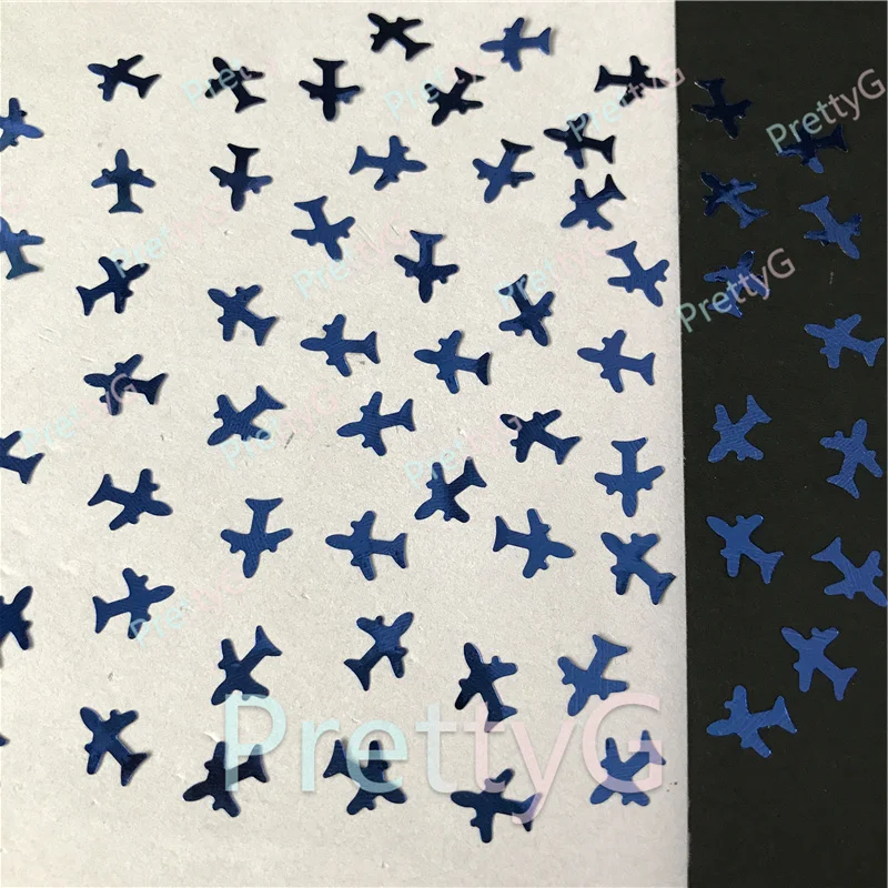 PrettyG 1 Box Blue Airplane Shapes Glitter Sequins 8mm for Resin DIY Making Art Craft Nail Makeup Decoration Accessories B0705