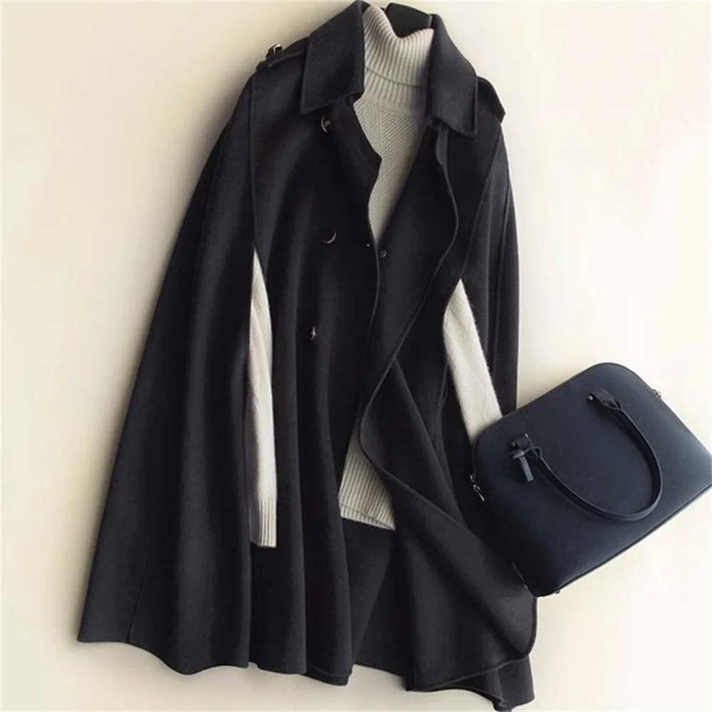 

coat women long cape woolen coat autumn and winter