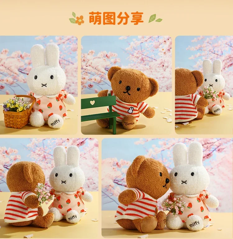 Kawaii Miffy Boris Cute Doll Girl Heart Dressed Bunny Bear Couple Christmas Gift Birthday Toy