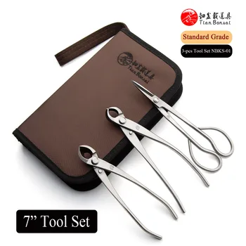 Juego de herramientas para bonsái de 3 piezas de grado estándar de tamaño pequeño (juego de herramientas NBKS-01 de 7