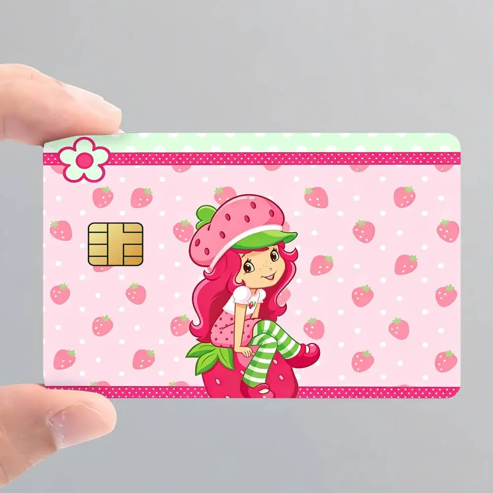 S-StraWbErrY-Y Cartoon S-Shortcake Cute Card Stickers for Bank Access Protective Waterproof Film Cover Sticker Surprise Gift