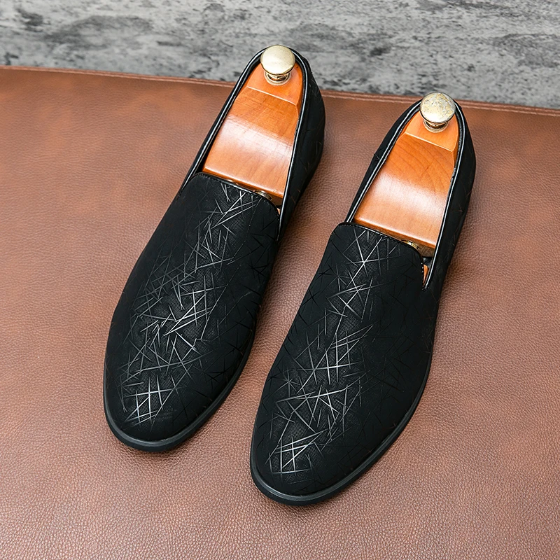 Men New Bean Shoes with Pointed Toe and Lightweight Lefu Shoes Business Office Leather Shoes Black Sizes 38-46 Men Shoes
