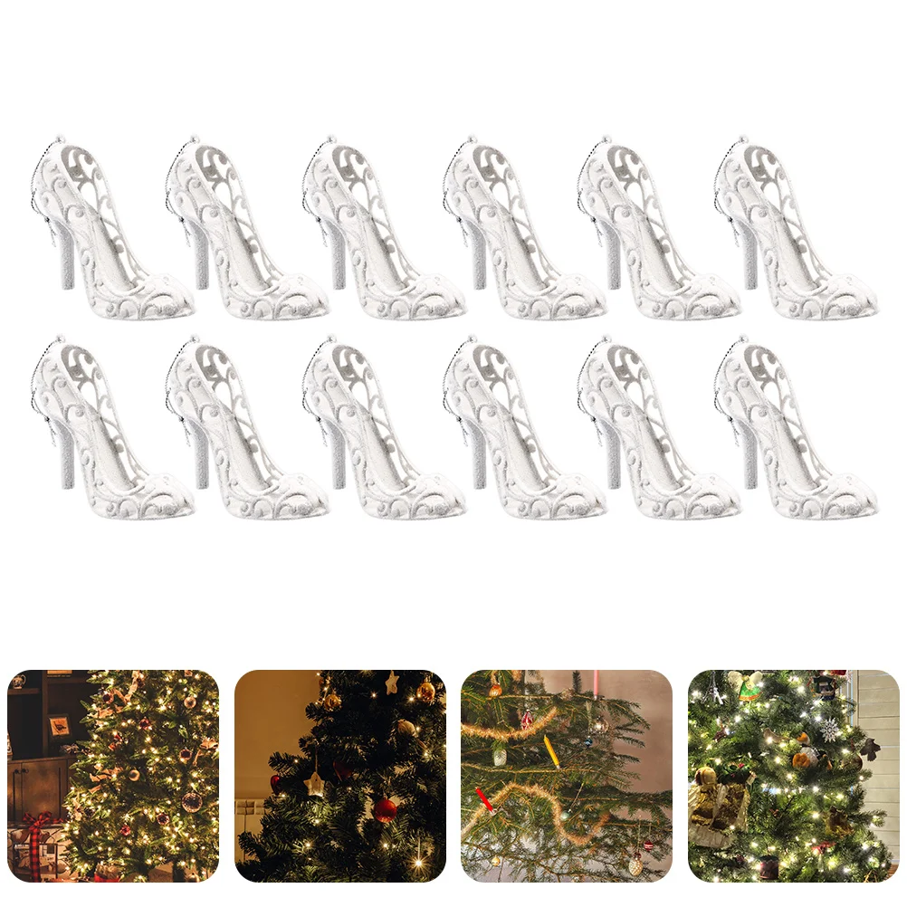 

12 Pcs Christmas Tree Pendant High Shoes Decoration Party Backdrop Decorations Ornament Hanging Foam Slippers