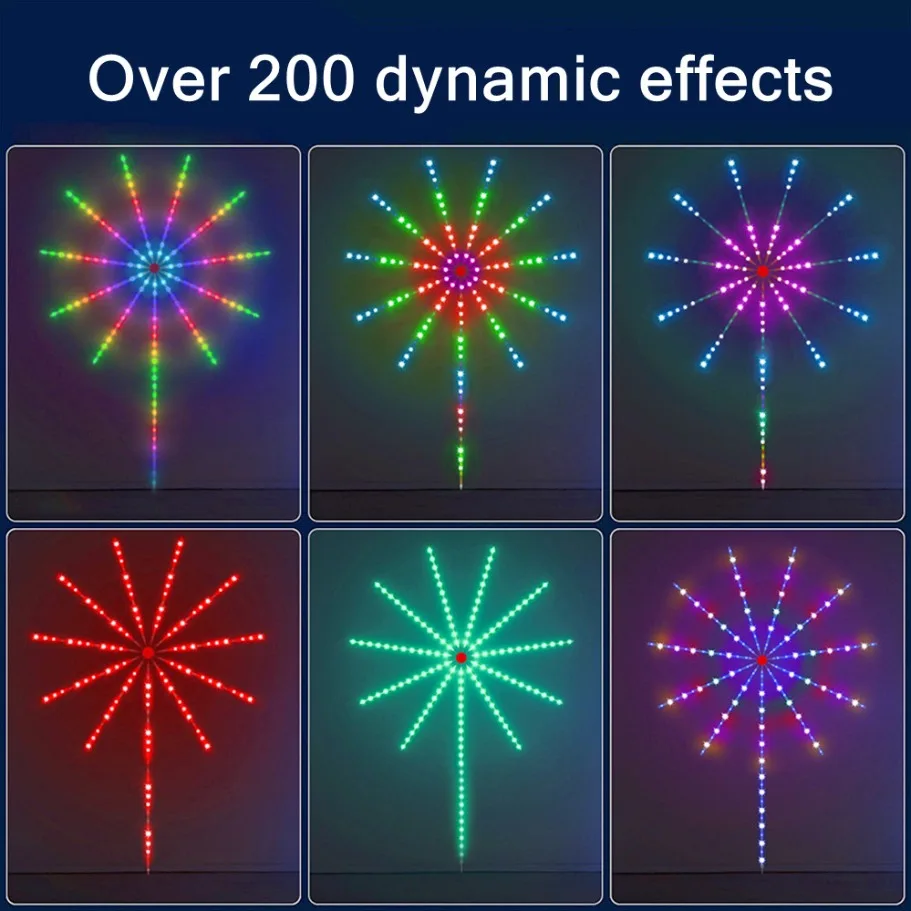 RGBIC feu d'artifice LED bande lumineuse Bluetooth APP contrôle USB 5V néon bande décoration de fête de noël synchronisation de la musique chambre décor lumière