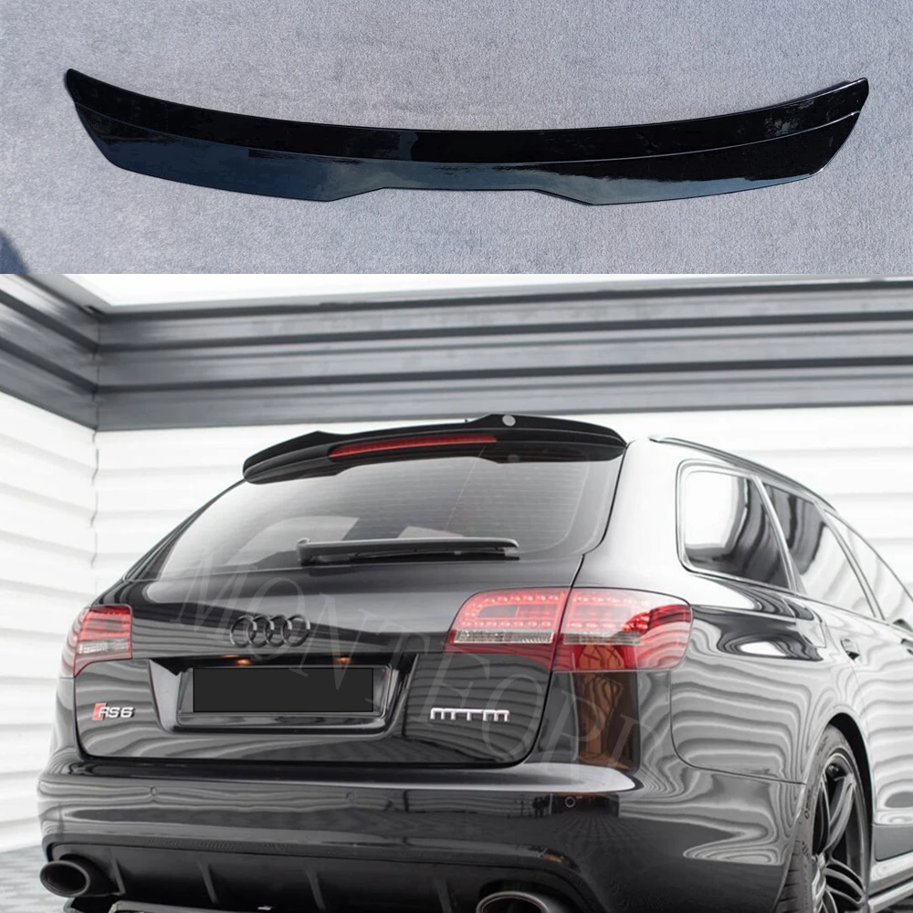 Tylny spojler dachowy do AUDI RS6 AVANT C6 Plastik ABS Czarny błyszczący skrzydło samochodowe Uniwersalne skrzydło spojlera