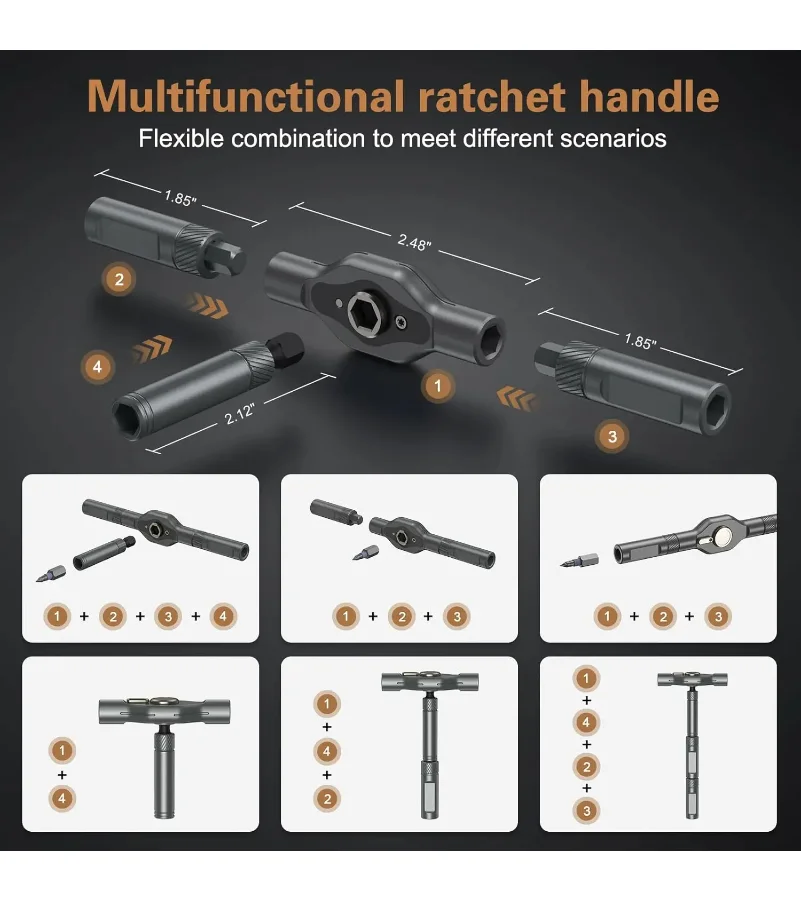 24/42-in-1 Multifunctional Screwdriver and Ratchet Wrench Set Magnetic Tip Hand Tools Set Home DIY Various Tasks Maintenance Kit