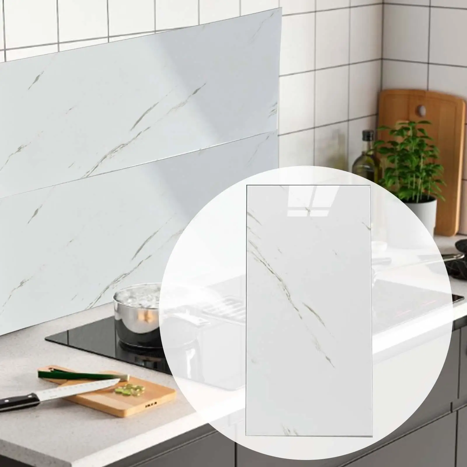 Pegatina de azulejo de pared antisalpicaduras, autoadhesivo moderno de imitación de mármol para lavandería, cocina, hogar, dormitorio y baño
