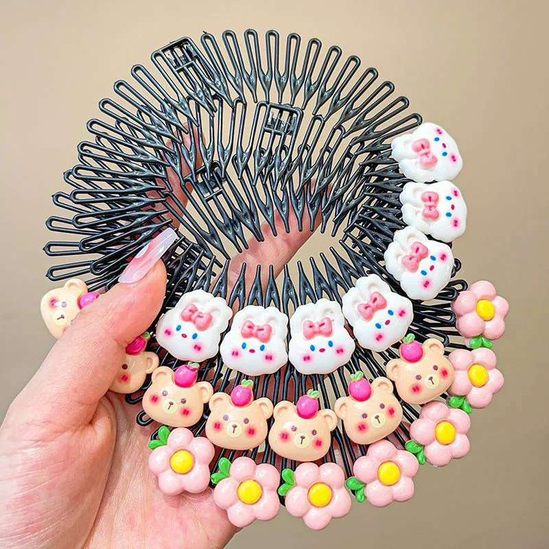 2/3pcs/set Cute Colorful Cartoon Round Plastic Hair Combs For Children Grls Sweet Hair Ornament Headband Lovely Hair Accessories