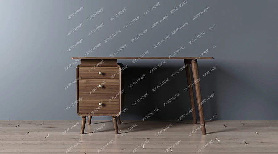 

North American Black Walnut Modern Nordic Desk Storage Drawer Study Writing Workbench