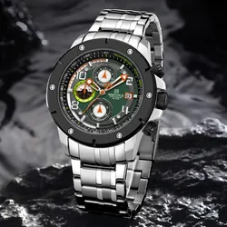 NAVIFORCE NF8056 New Quartz Sport Watches for Men Military Waterproof Luminous Date Chronograph Stainless Steel Men's Watches