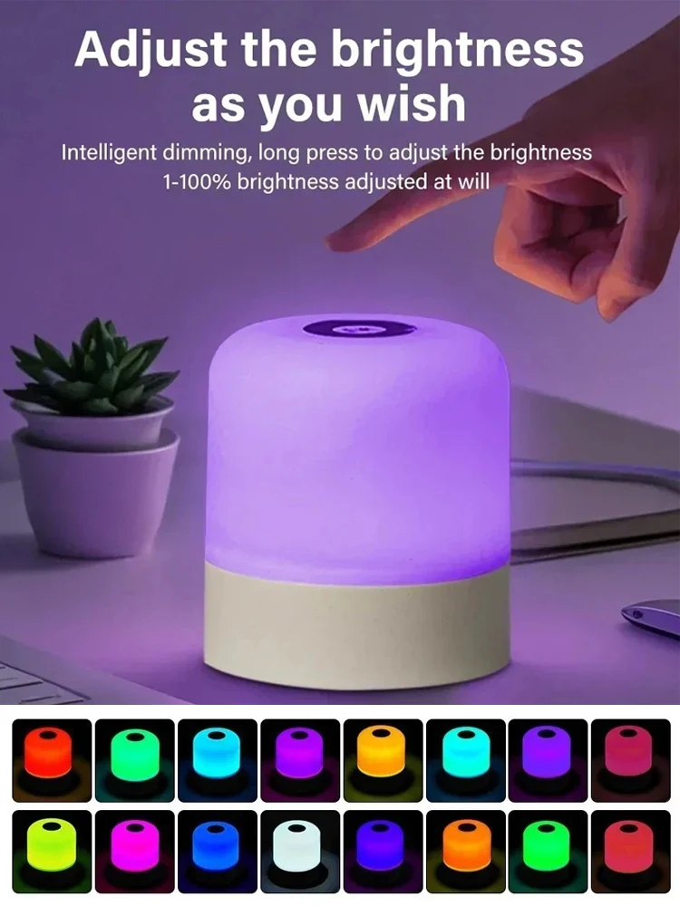 GGbingo Touch Nachtlicht Wiederaufladbare Fernbedienung Nachtlicht RGB Dimmbare Tischlampe Umgebungslicht für Schlafzimmer Wohnzimmer