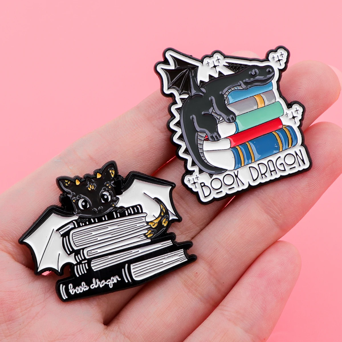 Book Dragon Enamel Pin Funny Quotes Brooch Pines Lapel Pins Badge on Backpack Clothing Accessories Animal Jewelry Friends Gifts