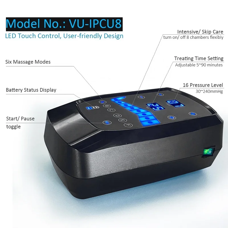 Wireless 5000mAh Rechargeable 8 Chambers Portable Sports Recovery Full Legs & Hips Compression Massage Device