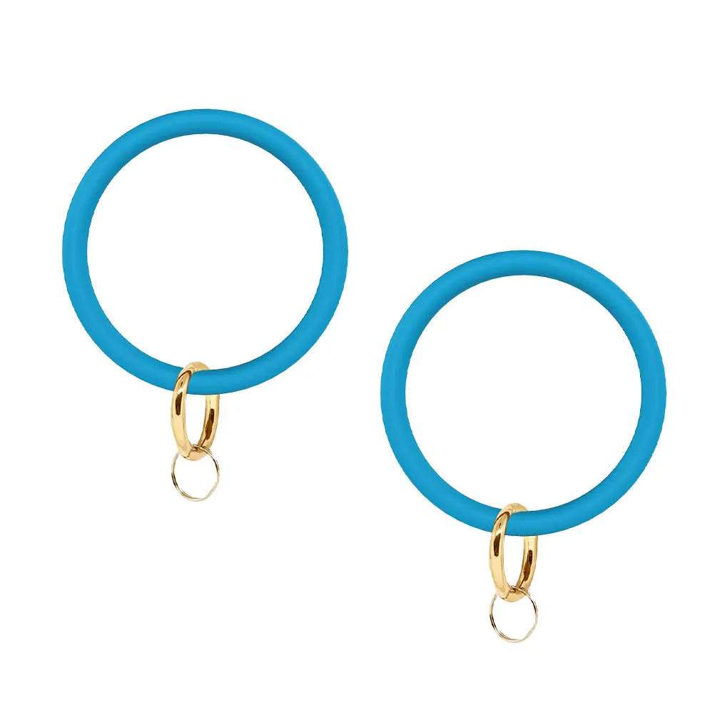 

2 Pcs Wristbands Circle Key Ring Wristlet Car Bracelet Elastic Keychain Bangle Fob Girl