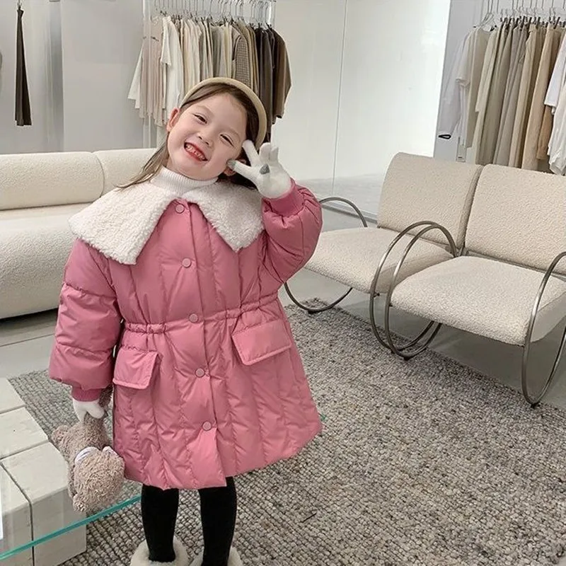 

Girls Kids Coat Jacket Overcoat 2022 Fashion Warm Thicken Plus Velvet Winter Teenager School High Quality Children's Clothing