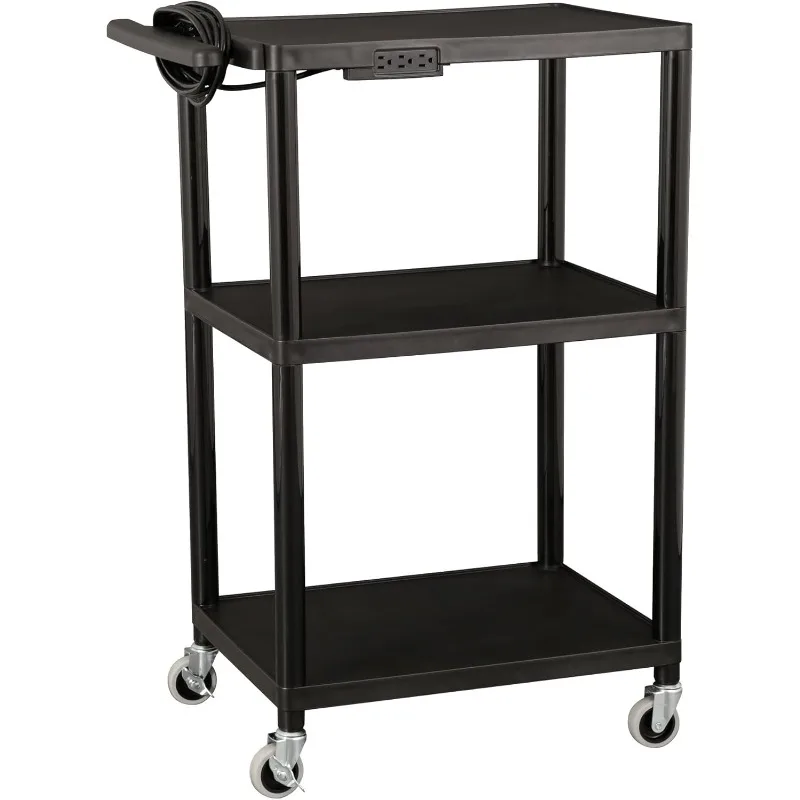 

Norwood Commercial Furniture Mobile Utility AV Cart with Power Strip and Casters, Rolling Presentation and Media