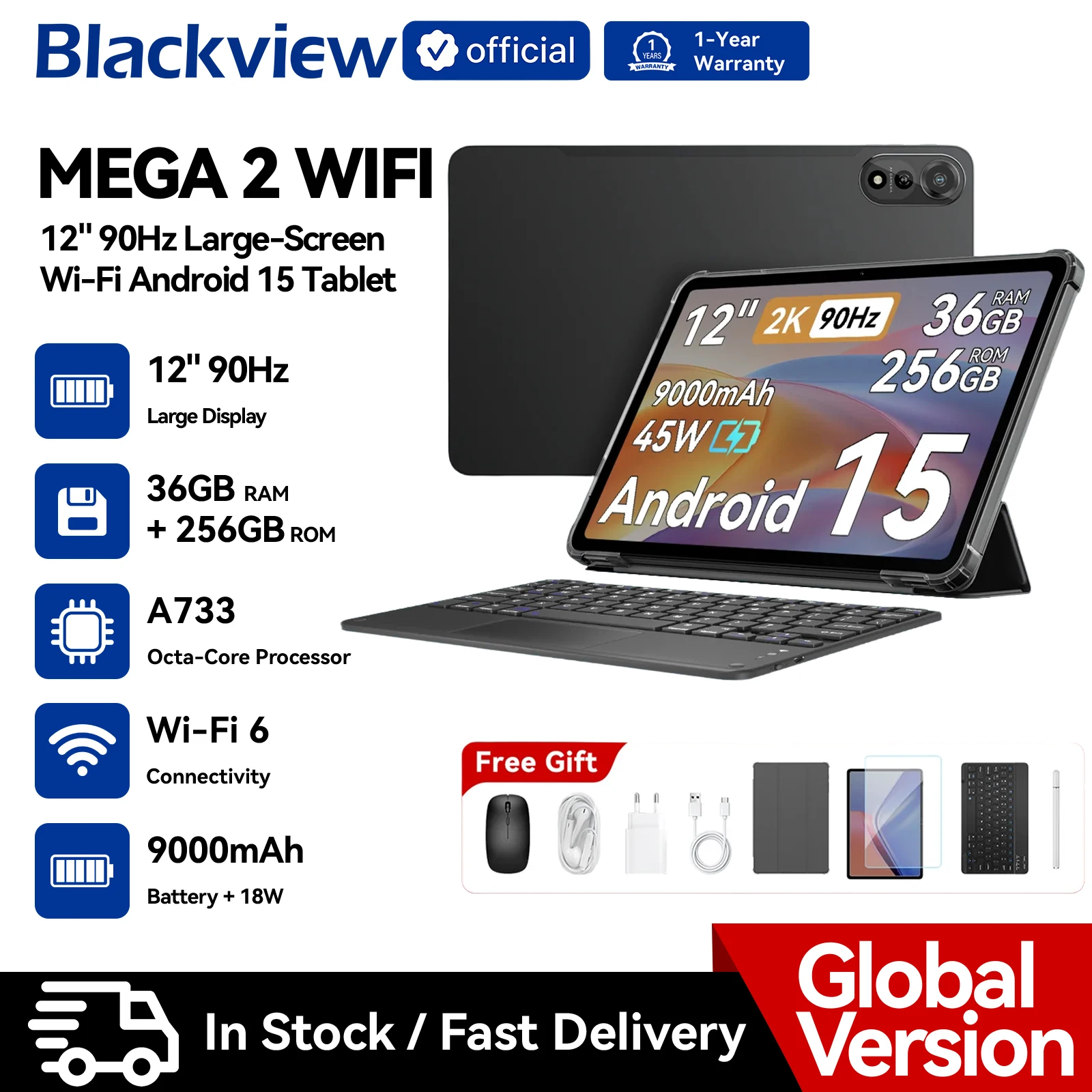 Blackview MEGA 2 12'' 2K Tablet 12GB 256GB