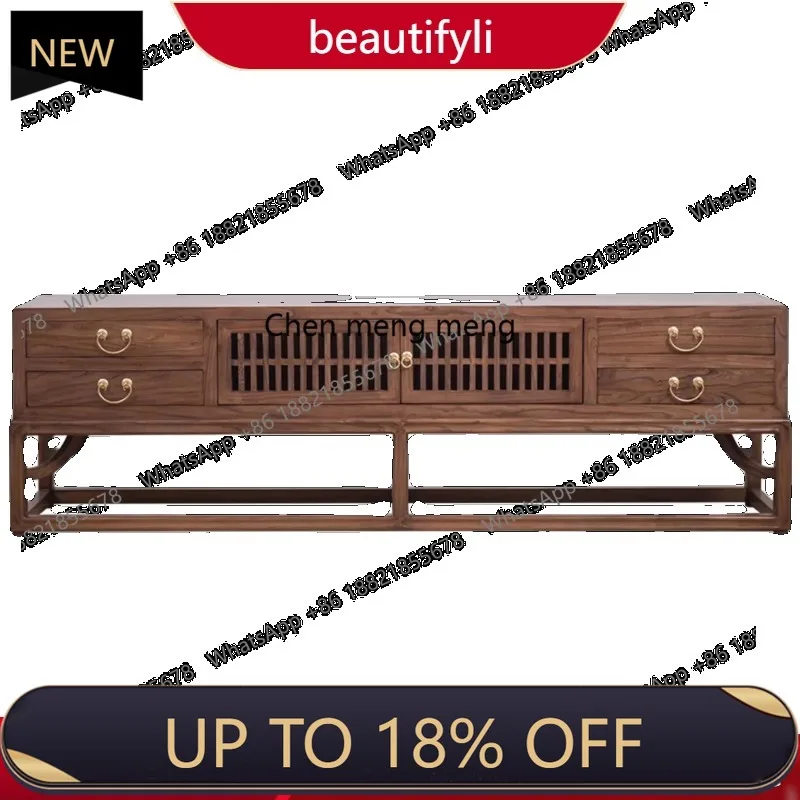 

P178 New Chinese style old elm TV cabinet floor storage low cabinet simple modern zen living room solid wood video cabinet